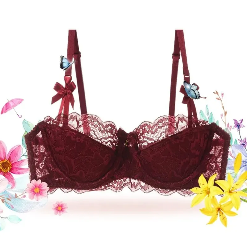 Conjunto de sutiã meia xícara de verão, tendência, fino, grande, minimizador de busto, lingerie de abstinência, para mulheres, sono diário, roupa casual — image 6