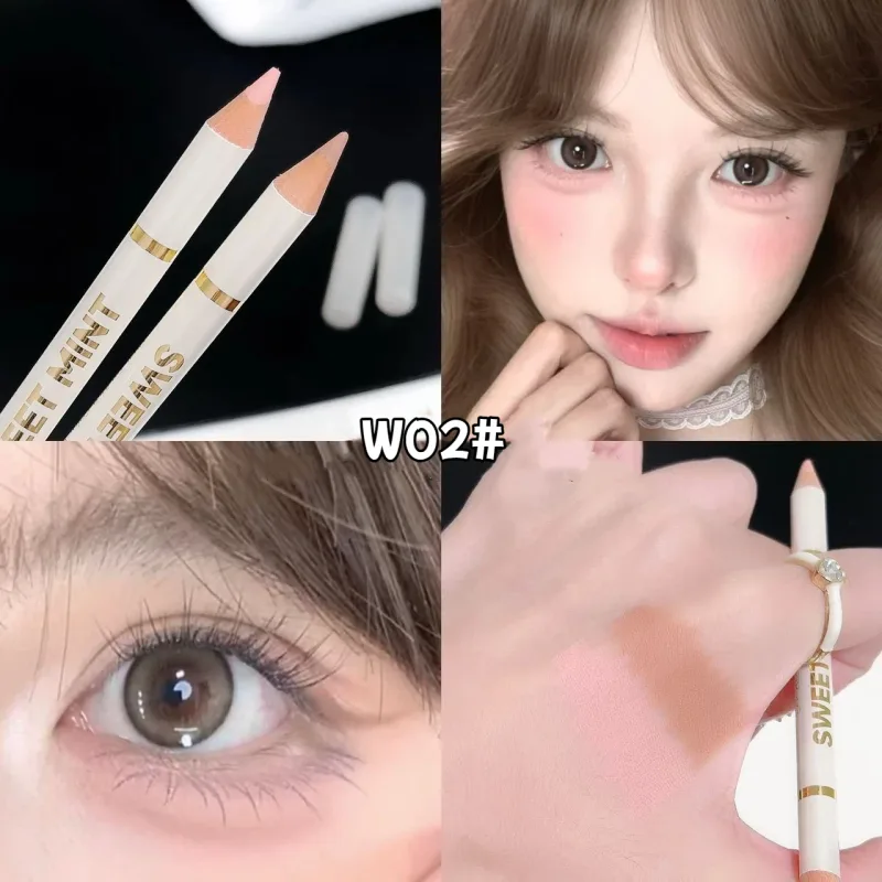 Double-ended Silkworm Eyeliner Shadow Pen 2 in 1 Nude Pink Brightening Highlighter Makeup Pencil Lasting Waterproof Eye Makeup — image 9