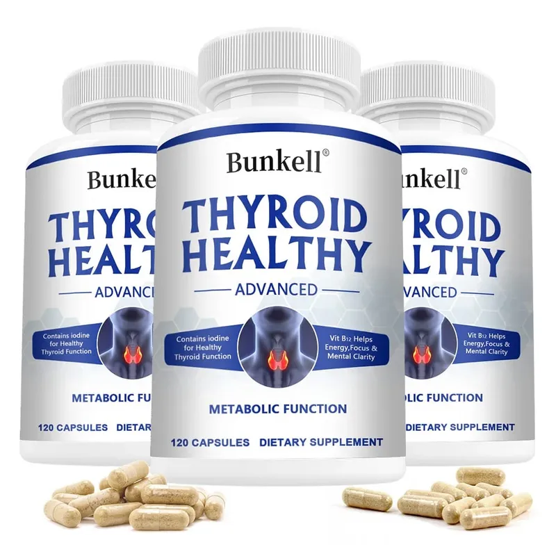 Thyroid Support Complex Capsules - with Iodine Selenium Zinc L-Tyrosine & Ashwagandha - Energy Metabolism & Cognitive Support
