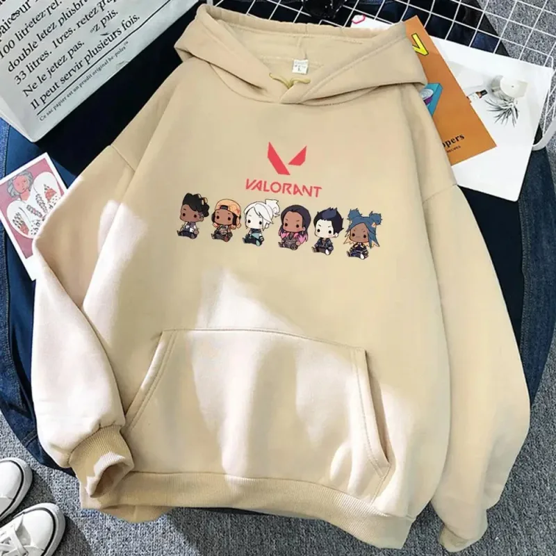 Valorant Anime 2D 프린트 남성 코튼 까마귀 캐주얼 오버 사이즈 풀오버 인기 streetwear 패션 운동복 트렌드 남성 의류 — image 4