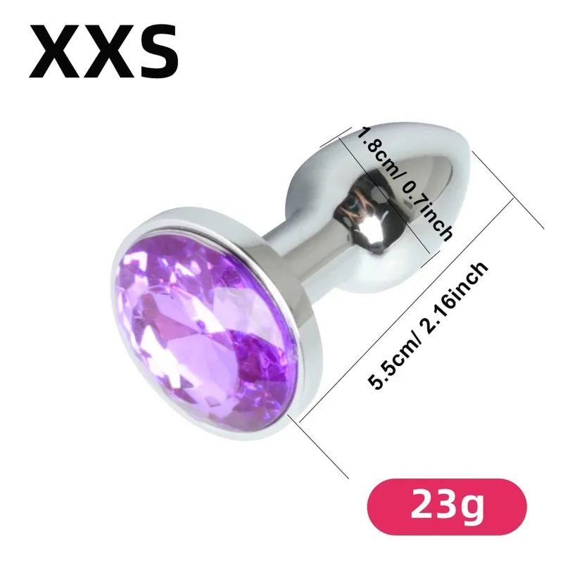 Mini tapón Anal de Metal XXS, dilatador Anal pequeño para adultos, hombres y mujeres, tapón Anal con cristal redondo, masturbación femenina, Juguetes sexuales anales