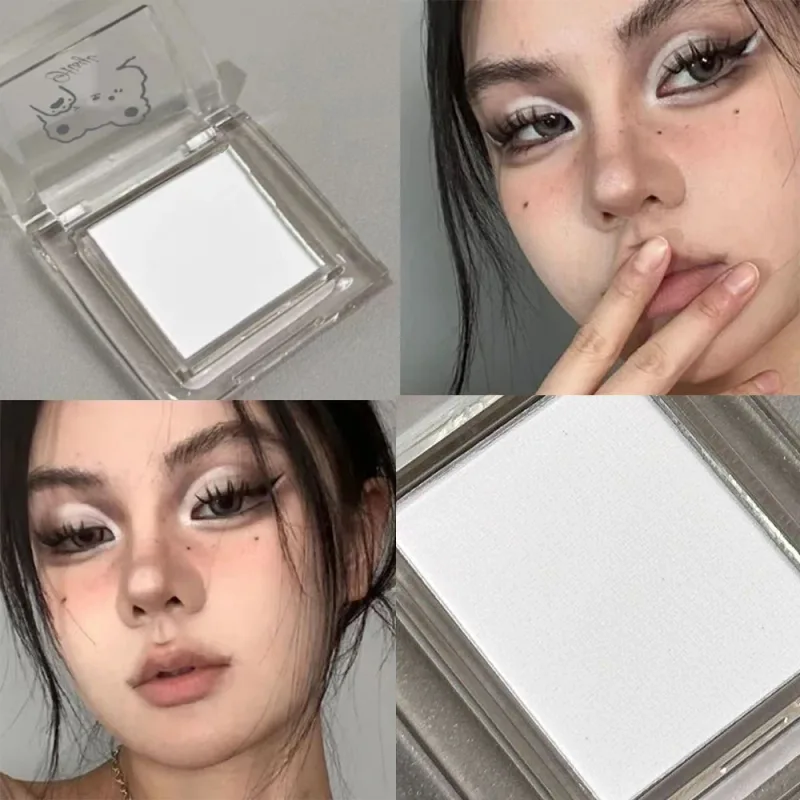 White Eyeshadow Palette Matte Shimmer Highlighter Waterproof Long Lasting Brightening Eye Makeup for Cut Crease
