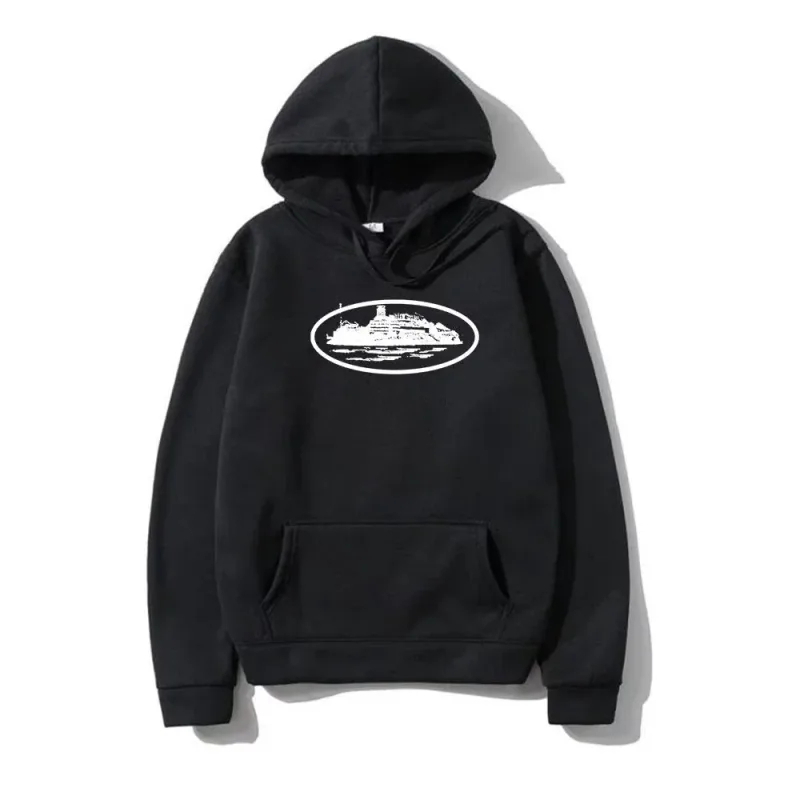 Yacht Grafisk svart huvtröja Herr Kvinnor Nautisk stil Fritidströja med huva Seglingsentusiast Mode Streetwear Topp