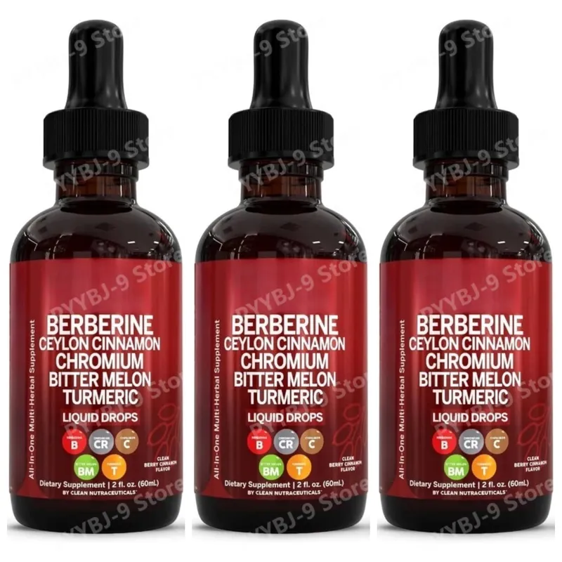Berberine Chromium Turmeric & Ginseng 2oz Liquid Drops Organic Herbal Supplement for Wellness Supports Healthy Balance — image 8