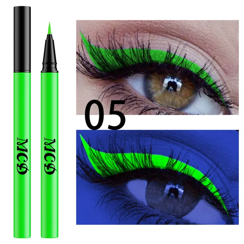 1PC UV Light Neon Eyeliner Pen Eyes Makeup Blue Green Waterproof Liquid Color Eye Liner Pencil Make Up Cosmetics Yellow Purple