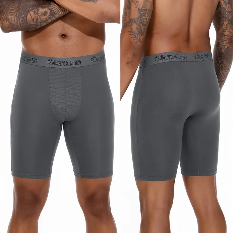 4 Stück gemischte Farben, schnell trocknende Boxershorts mit langem Bein, Unterhose, Unterwäsche für Zuhause und Sport, hochwertige Herrenhöschen — image 4