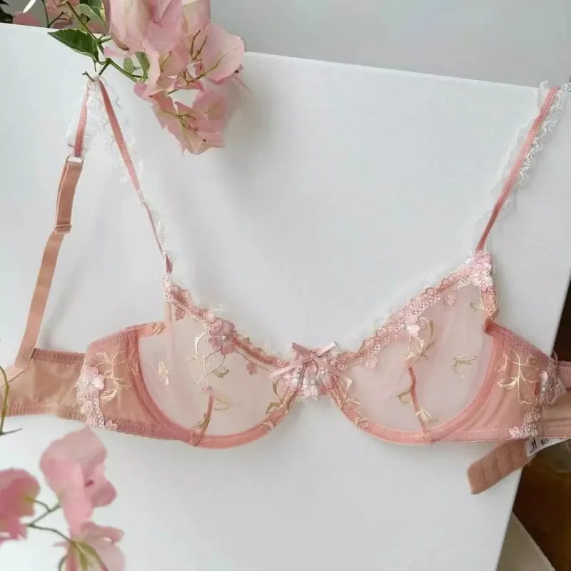 New Women Thin Slim Lace Underwear Set Push Up Gathering Sheer Plus Size Breathable Comfort Daily Intimates Bra Petite Elegance — image 6