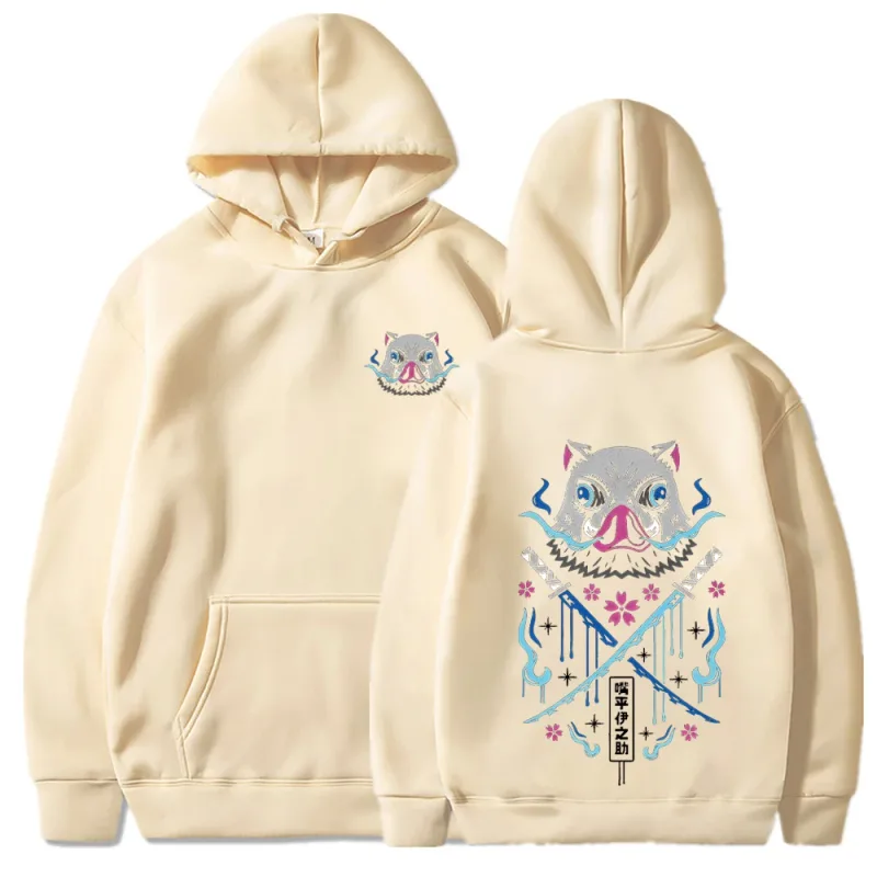 Inosuke anime hoodies das mulheres dos homens kimetsu não yaiba kawaii manga sweatshirts gótico harajuku com capuz pulôver casual streetwear — image 13