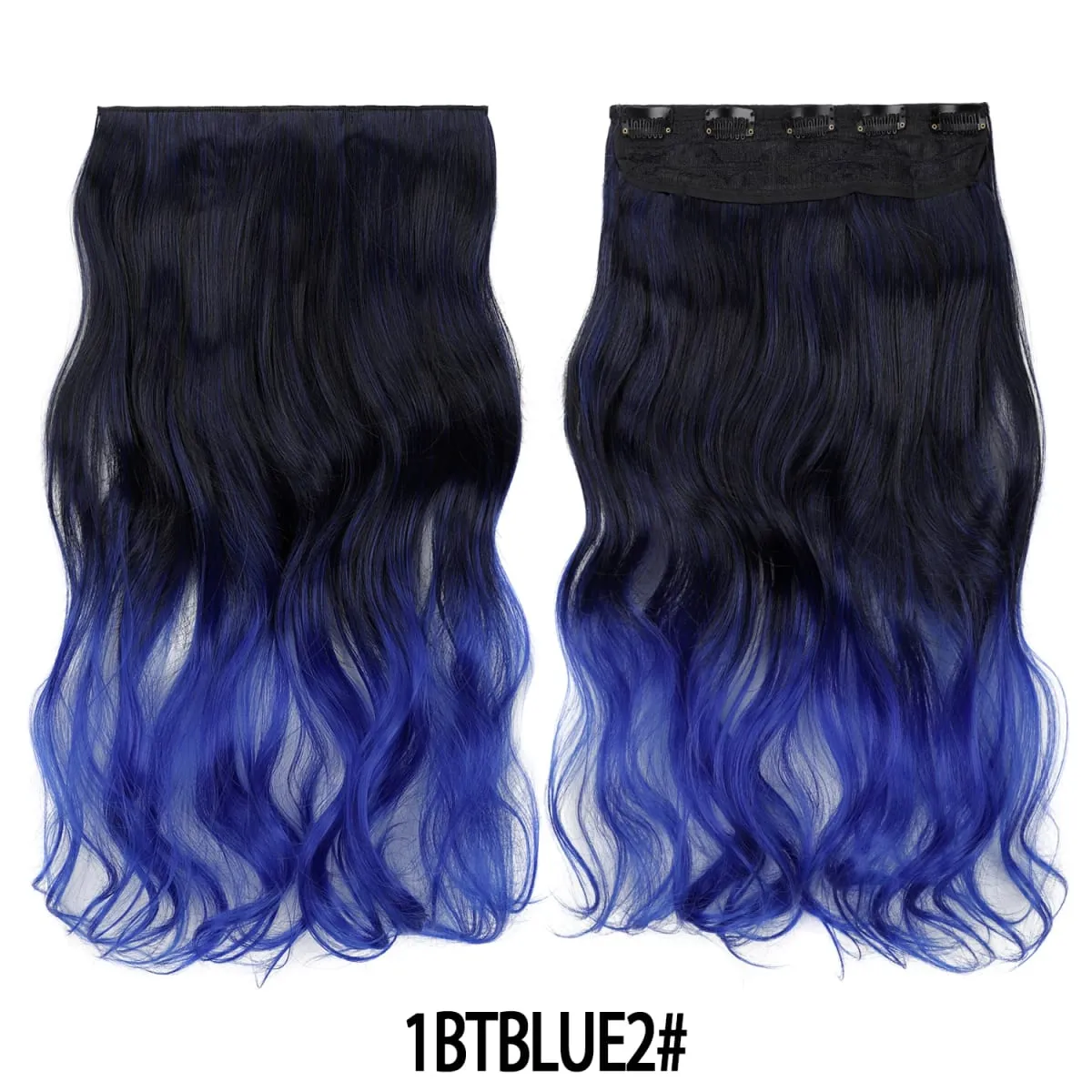 Jeedou uma peça 5 clipes ondulado ombre clipe em extensões de cabelo longo onda de água cabelo encaracolado sintético pedaço arco-íris colorido cabelo — image 17