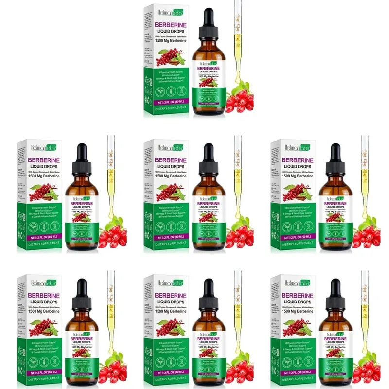 Holmanlabs Berberine Liquid Drops with Ceylon Cinnamon and Bitter Melon Digestive Health Support 1500 Mg Vegan Non-GMO 60 ML