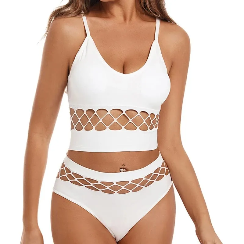 Women Sexy Push Up Bra Sets Waist Hollow Elastic Lingerie Thong Pantie Set Sports Strap Vest Underwear Female Bralette Lingerie — image 1