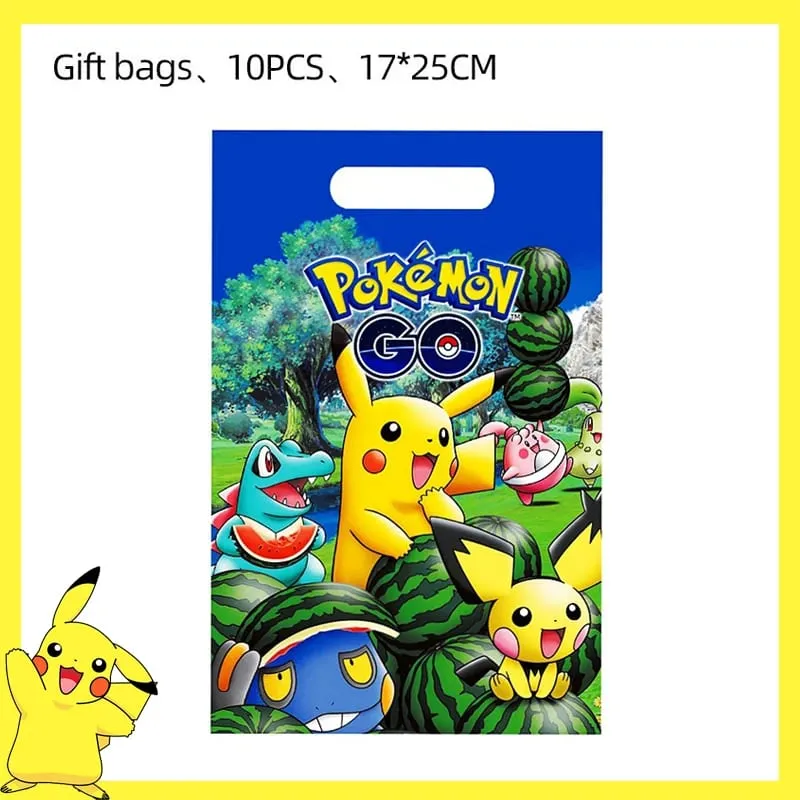 Pokemon Birthday Party Decoration Pikachu Disposable Tableware Cup Napkin Plate Tablecloth Baby Shower Cake Topper Flag Balloons — image 9