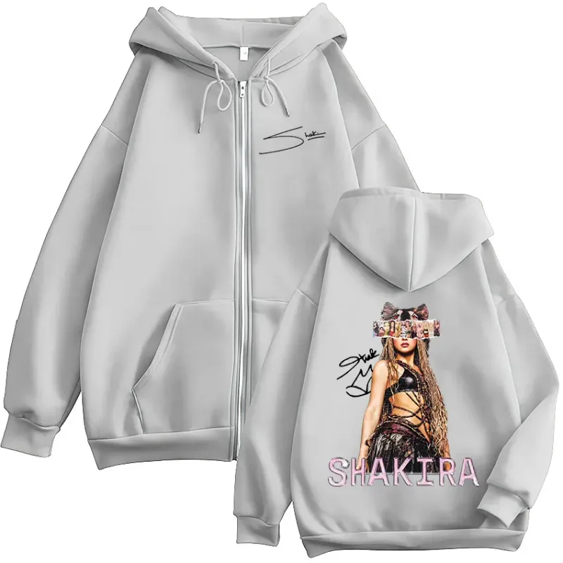 Shakira LMYNL Las Mujeres Ya No Lloran Tour Merch Zipper Hoodies Masculino Feminino Casual Manga Longa Zip Up Moletons Jaquetas Casaco