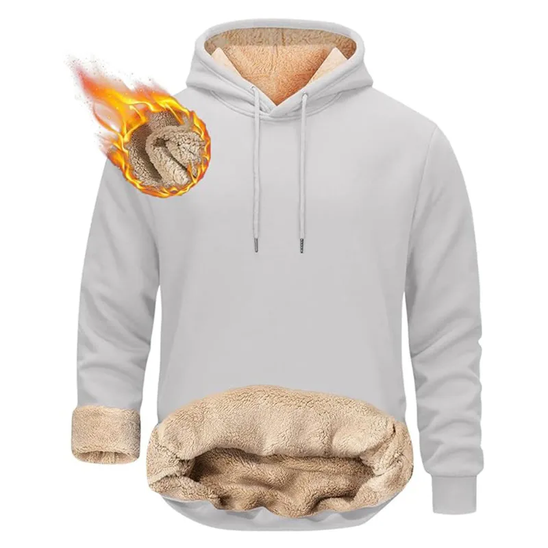Vinter Varma Luvtröjor Herr Sport Tjocka Sweatshirts Vindtät Thermal Casual Enfärgad Lös långärmad tröja Streetwear — image 7