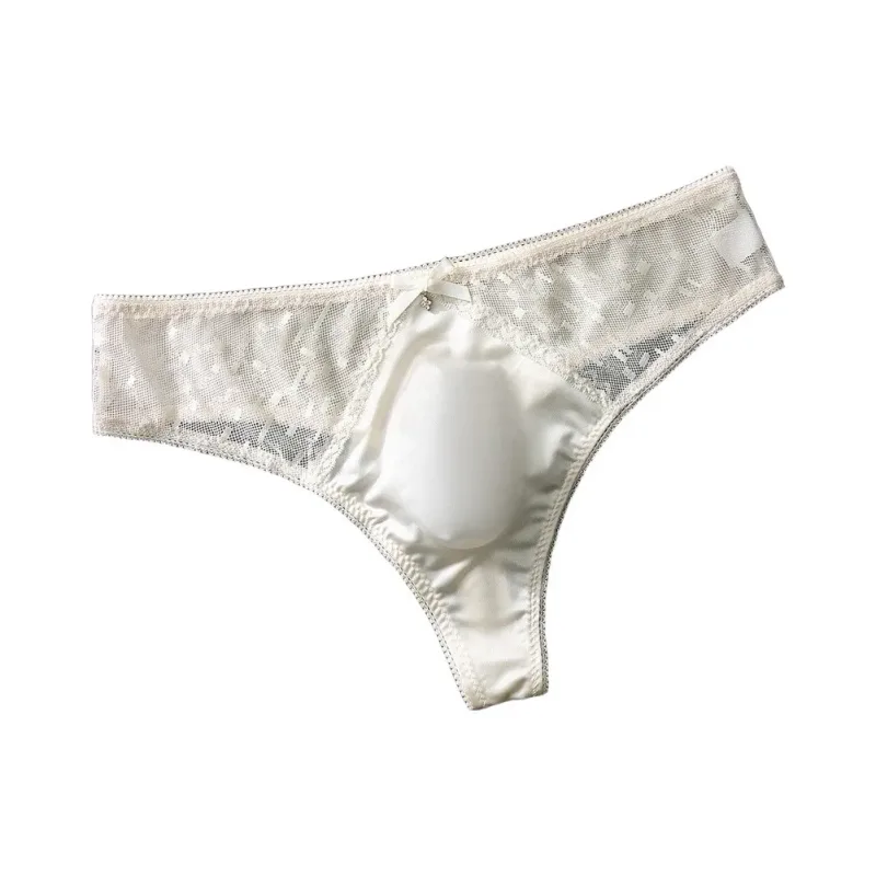 Men's Thong Underwear Made of 81.7% Polyester 18.3% Spandex Ice Silk Blend with Lace Trim and 3D Bulge Pouch Solid G String — image 13