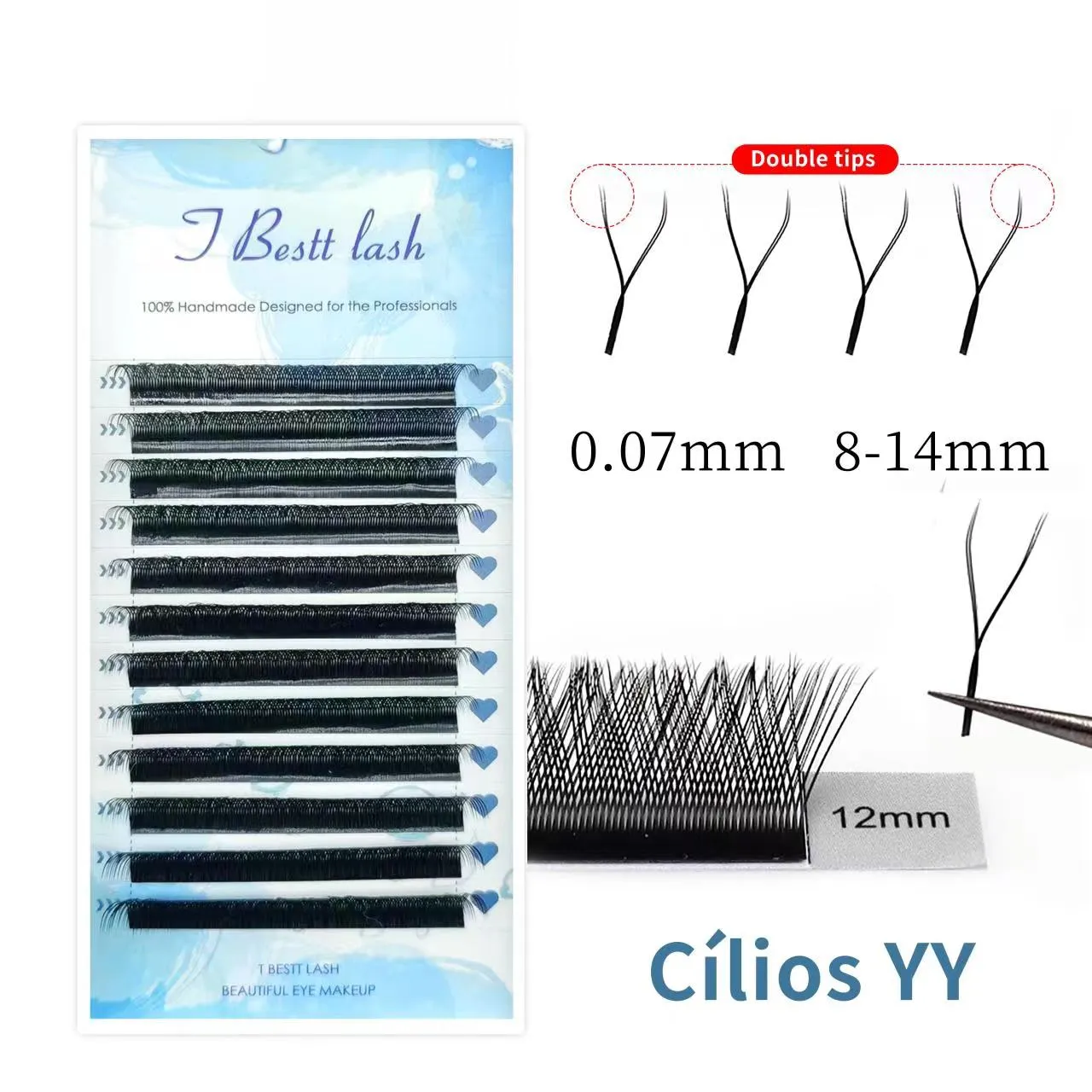 Tbestt 5D-W Tvarované prodloužení řas Předpřipravené objemové vějíře Clover W Style Lashes Falešné norkové řasy Měkké Snadné větrání řas — image 6