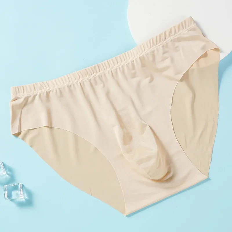 4pcs 남자의 얼음 실크 팬티 여름 투명 원활한 섹시한 빠른 건조 유행 통기성 속옷 초박형 팬티 — image 4