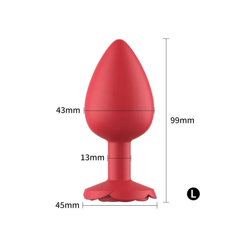 Silicone Rose Anal Plug 3 Size Red Butt Plug Beginner to Expert G-Point Massage Sexual Wellness Adult Pleasure Sex Toy — image 6