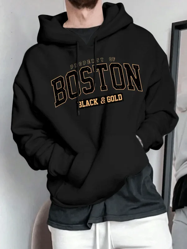 Men's hooded sweatshirt - American retro casual loose-fitting pullover shirt — image 1
