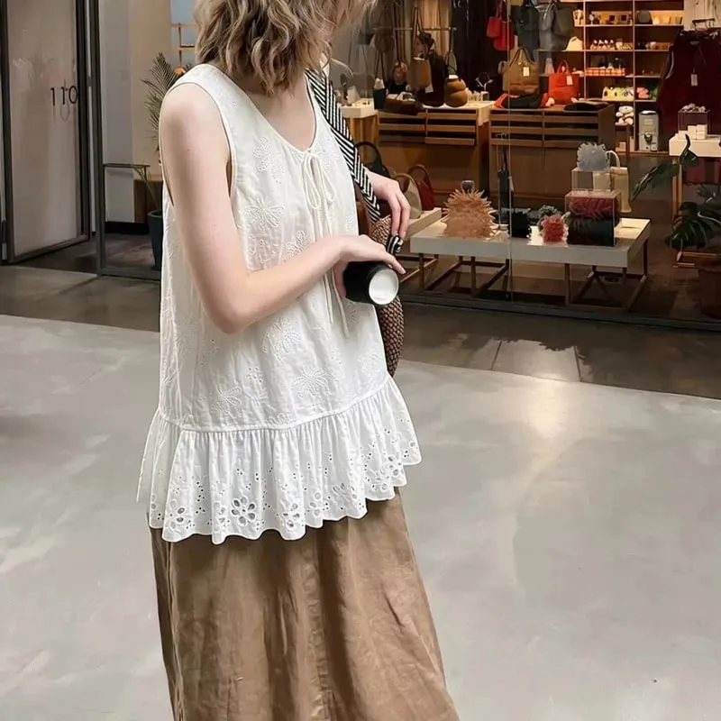 Loose Sleeveless Lazy Style Solid Simplicity Vest Top Summer New Thin All-match Casual T Shirts Fashion Korean Women Clothing — image 5