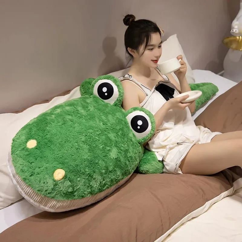 55/75cm Cute Lying Crocodile Plush Pillow Prone Posture Alligator Stuffed Cushion Sofa Bed Nap Plush Toy Home Decor Gift — image 3