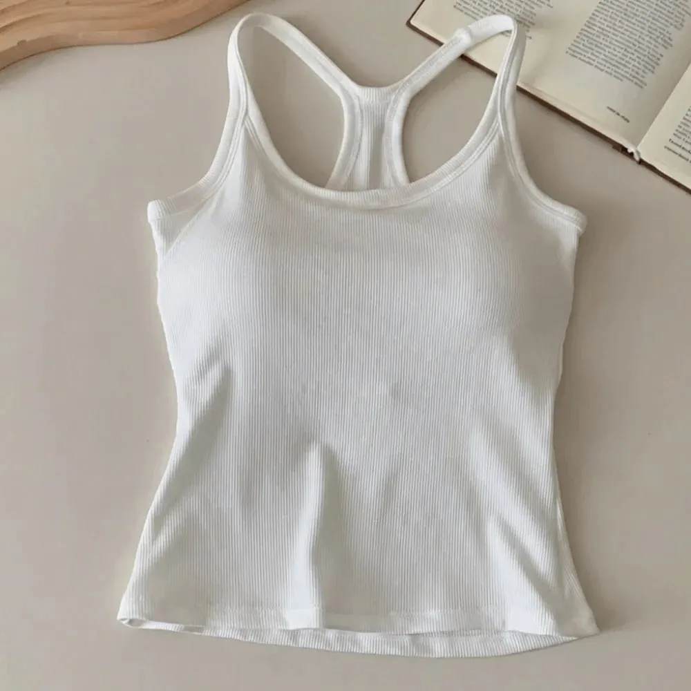 Wide Shoulder Straps Hollow Vest Comfortable H-Shaped Back Breast Small Camisole Slim Design Elastic Thin Tank Tops — image 2
