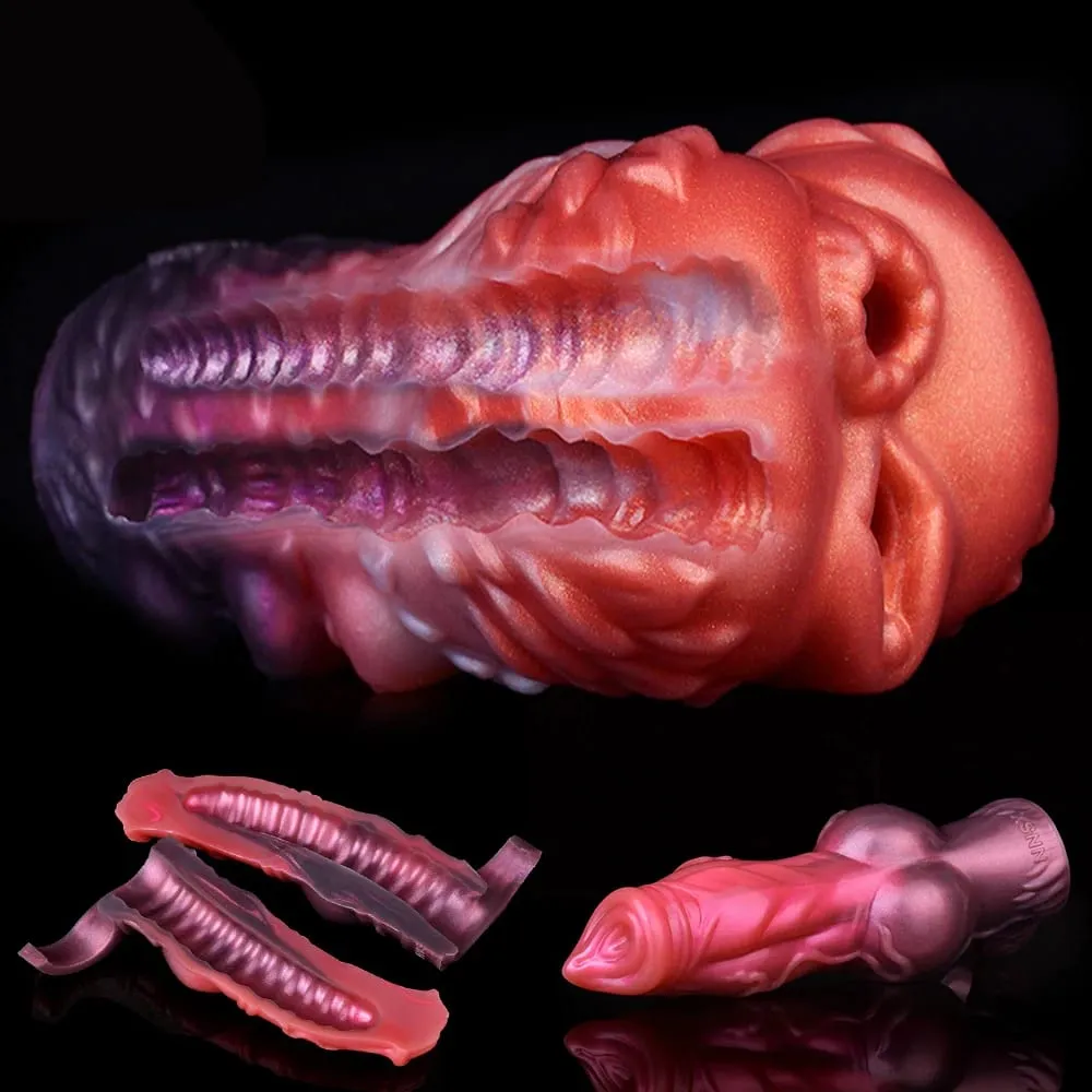 Dual Channel Monster Pussy Masturbator Soft Silicone Male Masturbation Cup Realistic Vagina Penis Training Sex Toys for Man — image 1