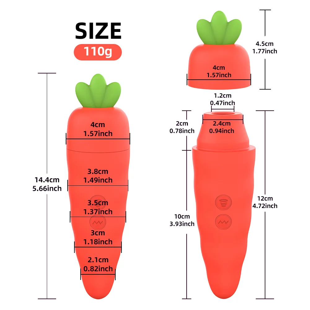 Sucking Vibrating Sex Toys Female Masturbator Carrot Shaped Vibrators For Women G Spot Stimulator Clitoris Nipple Massager Adult — image 6