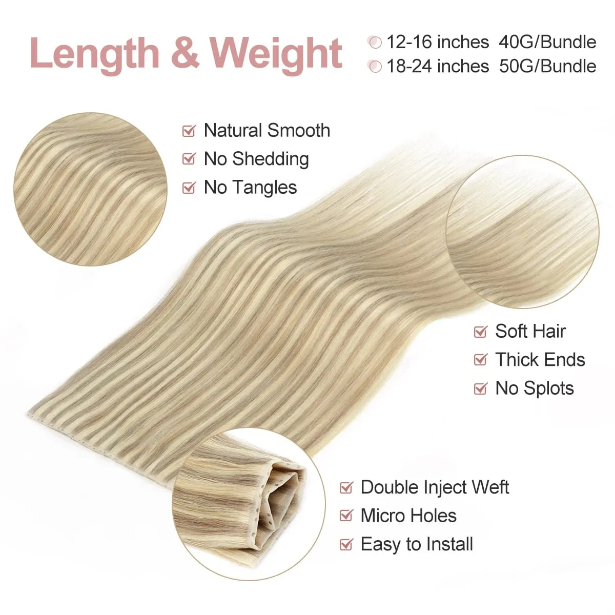 XO Twin Tabs Butterfly Hair Weft Extensions Human Hair Double Injected PU Weft Hole Flat Twin Tabs Real Natural Microlink Hair — image 2