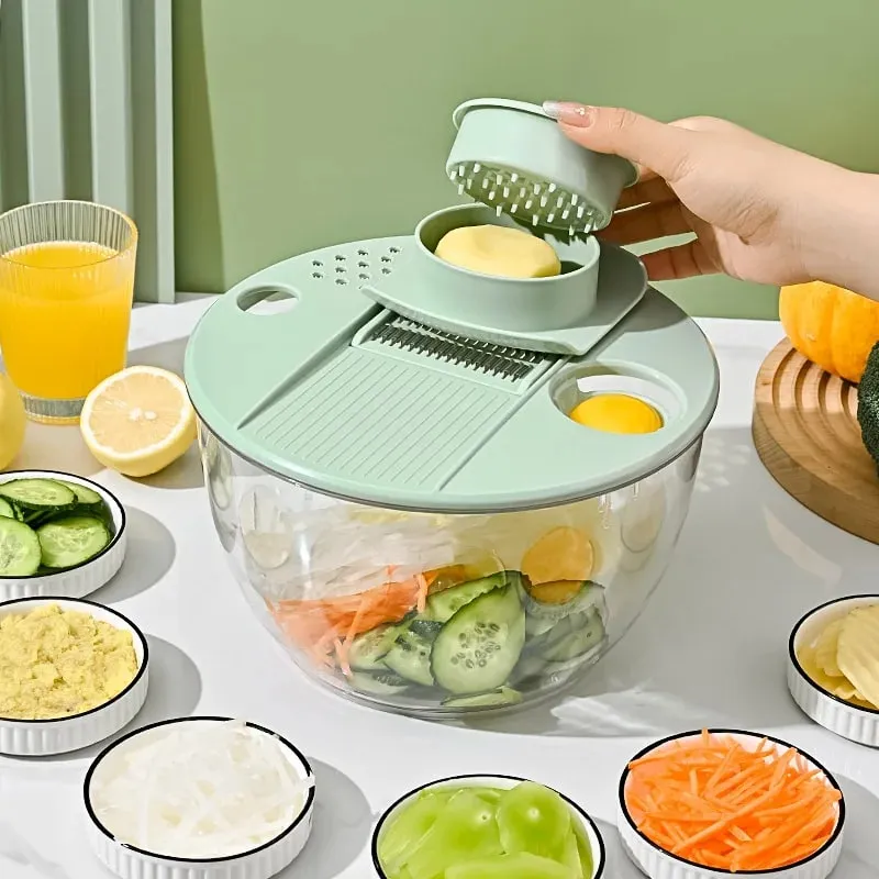 Multi-Functional Vegetable Salad Dehydrator Vegetable Cutter Household Cucumber and Potato Slices Drain Basket Fruit Drain Water — image 4