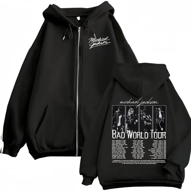 King of Pop Michael Jackson Bad Era Zipper Hoodie Men Women Harajuku Streetwear Jacket Sweatshirt Fleece Casual Zip Up Pullovers — image 11