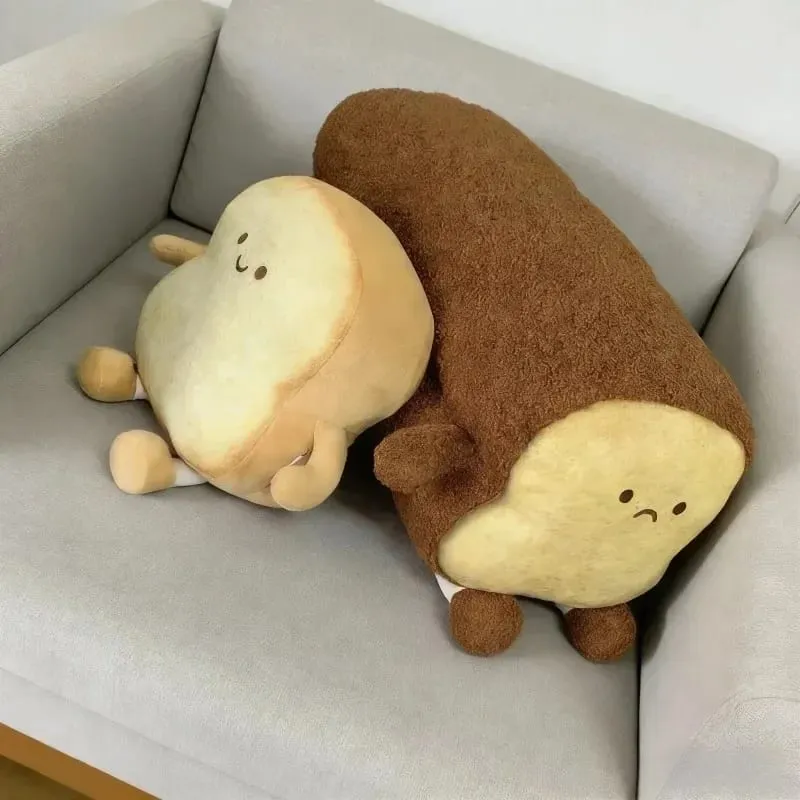 Soft Toast Shaped Stuffed Cushion Emotion Face Design Home Living Room Decoration Kids Daily Rest Practical Birthday Gift Pillow — image 4