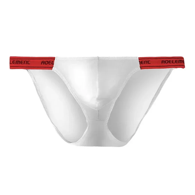 Men's Underwear Solid Color Elastic Tight Sexy Low Waist Ice Silk High Fork Thong Fitness Sports Comfortable Triangle Shorts