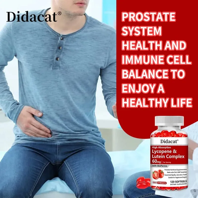 Lycopene + Lutein Complex 60mg with Bioperine Dietary Supplement for Prostate Heart & Eyes Health Antioxidant Non-GMO — image 5