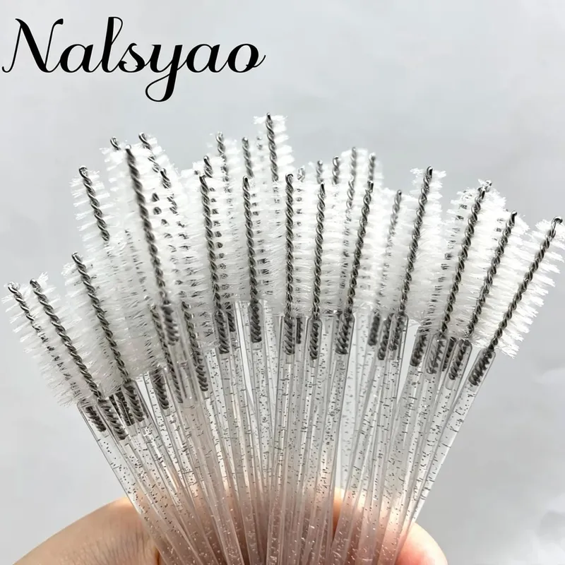 50 pçs escovas de cílios descartáveis extensão cristal sobrancelha escova rímel varinha cílios conjunto de ferramentas cosméticas maquiagem beleza — image 3