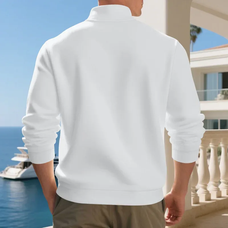 2026 New Fleece Lined Half Zip Sweatshirt for Men, Autumn Winter Solid Color Plus Size Casual Pullover Hoodie Daily Leisure Wear — image 4