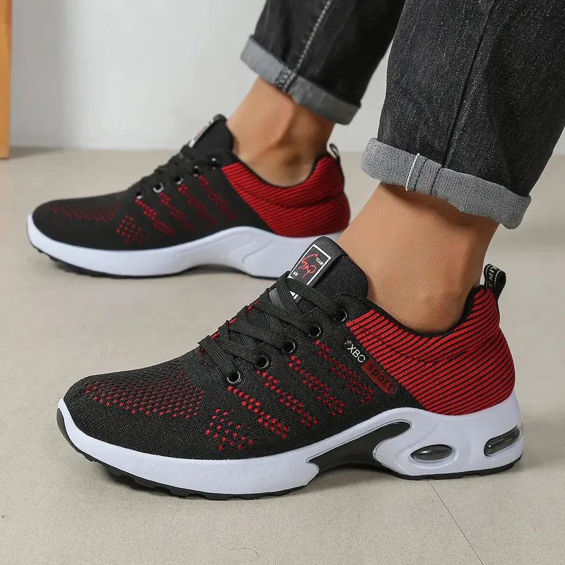 Men's Breathable Lace-Up Running Shoes Knitted Mesh Casual Shoes Comfortable Cushioned Sole Daily Shoes — image 5