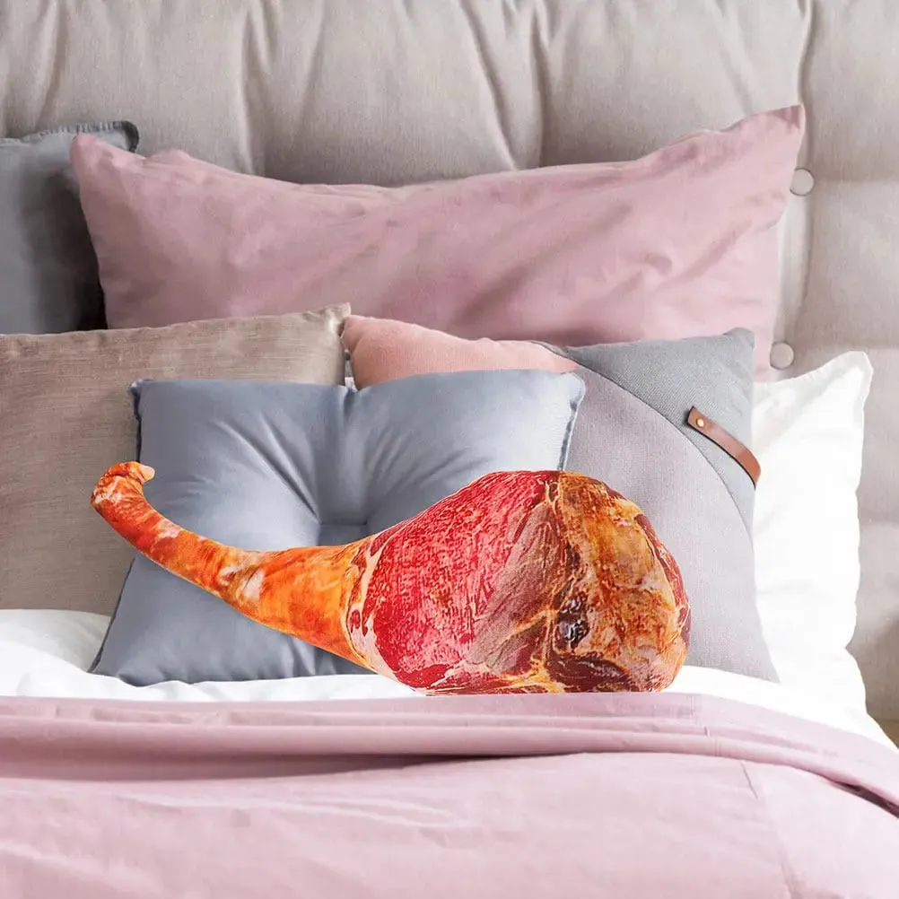 3D Ham Design Pillow Comfortable Cushion for Living Room Bedroom Nap Funny Decorative Meat Shape Throw — image 2
