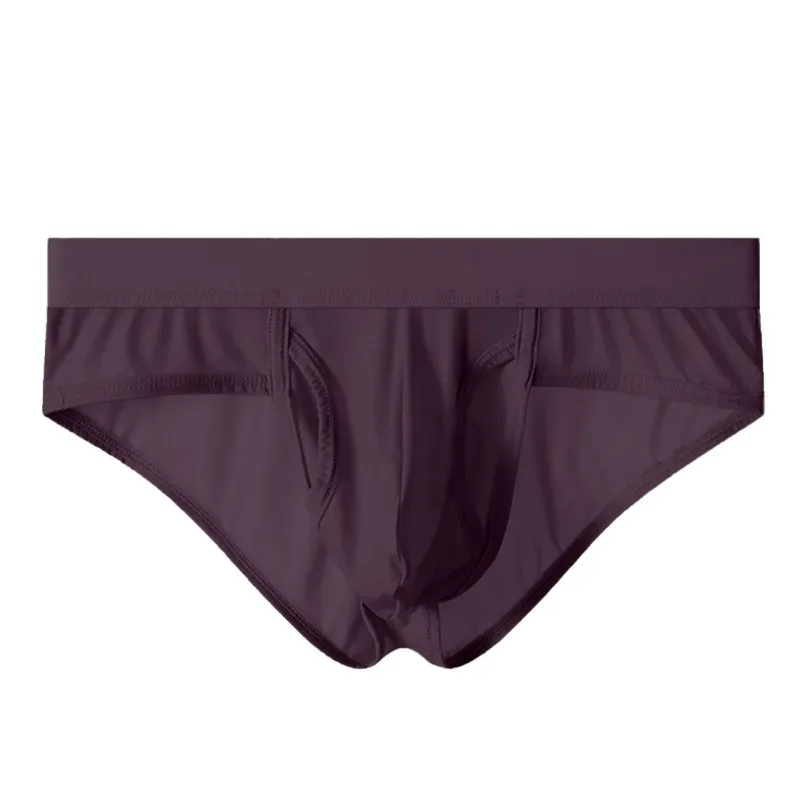 Open Front Fly Pouch Underwaer Men Scrotal Support Sports Briefs Ice Silk Breathable Underpant Bullet Hiwalay Malusog na Panty — image 3