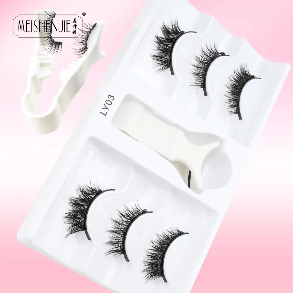 1/3 Pairs Magnetic Eye Lashes Handmade Eyelashes Soft Reusable Magnetic Lashes Natural Look 3D False Lashes Makeup Tweezers Set — image 4
