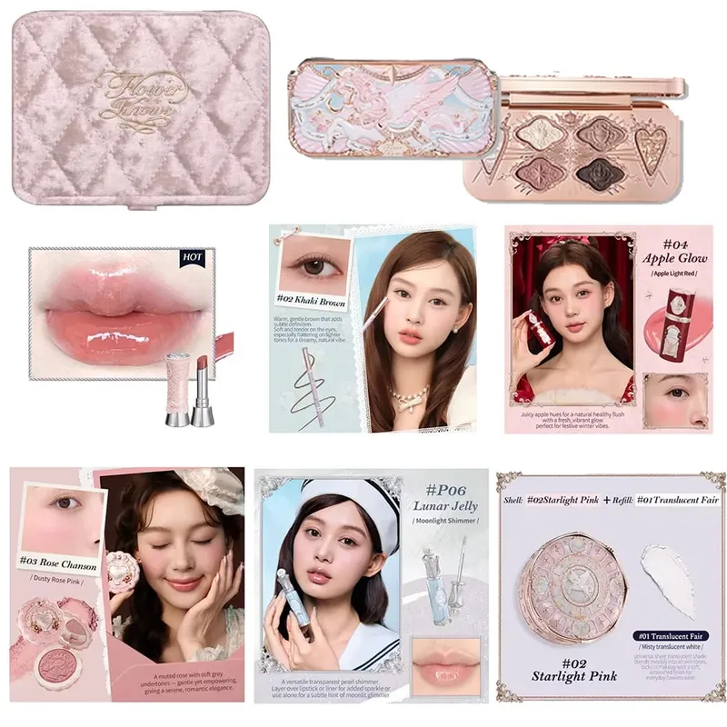 Flowerknows Strawberry Cupid All-In One Kotak Hadiah Makeup Kit Profesional Palet Swan Perona Pipi Blush Set Lip Cream Bunga Tahu — image 7