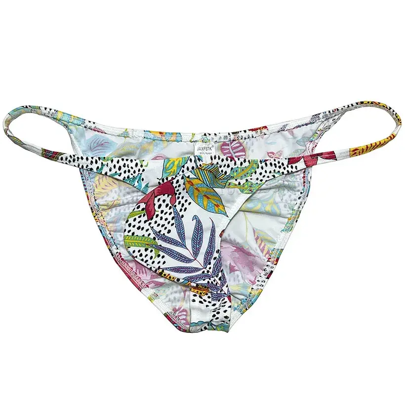 Men's Cheeky Briefs Underwear Pouch Male Ruched Bikini Swimwear Sexy Underpants High Elasticity, Low Waist, Floral Print sexy — image 19