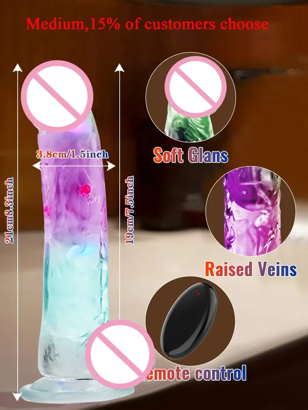 Remote Control Soft Realistic Dildo for Women G-spot Vibrator with LED Light Fake Penis Female Masturbation Sex Toy for Women — image 10