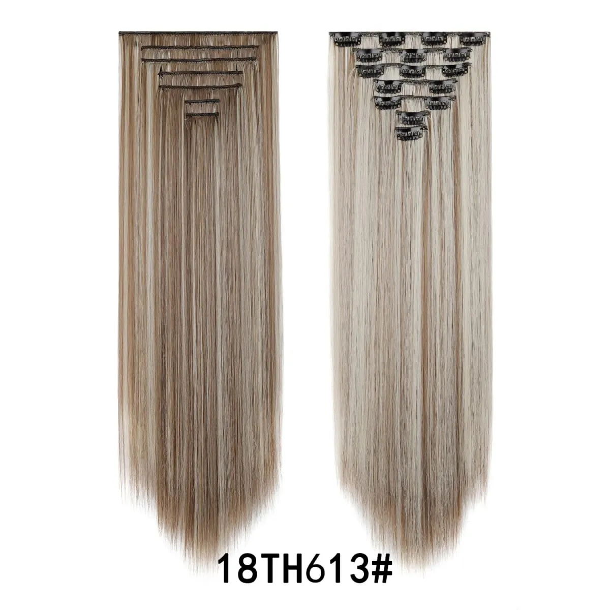 24 Inch Clip-in Hair Extensions 7 Pcs Long Straight Synthetic Hair Extensions Invisible Clip-ins Hairpieces for Women Daily