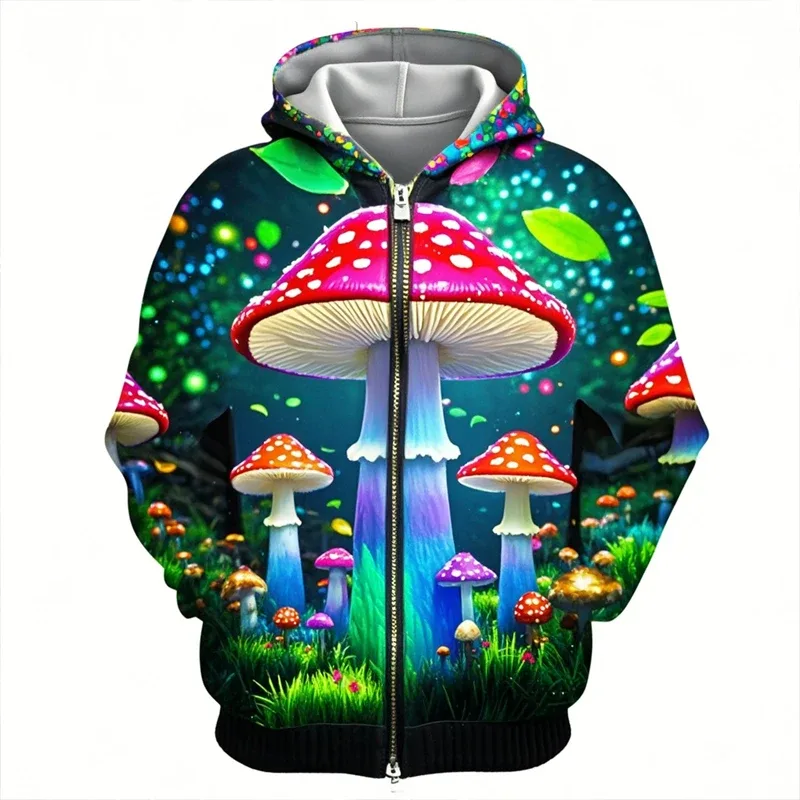Cogumelo 3D Impressão Zipper Hoodie Homens Mulheres Casual Moda Moletom Com Capuz Masculino Oversized Agasalho Hoodies Homem Casaco Roupas — image 10