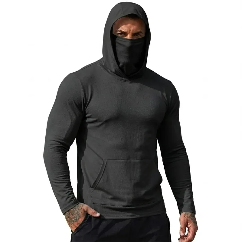 Camiseta masculina com capuz, proteção solar, secagem rápida, manga comprida, leve, top de desempenho para caminhadas ao ar livre, uso solar — image 5