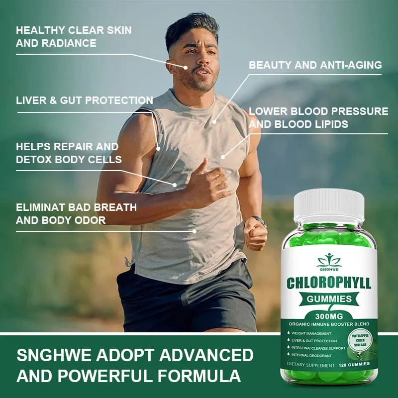 Chlorophyll Gummies-na may ACV Vitamin D3 C E B12 -Natural Deodorant Energy Boost Immune at Digestion Support Vegan 60 Candies — image 2
