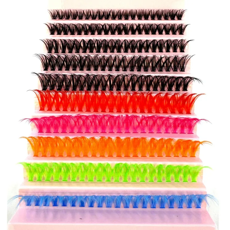 120 clusters of 6-color + black eyelash clusters colored eyelash clusters individual eyelashes D-roll colored false eye — image 3