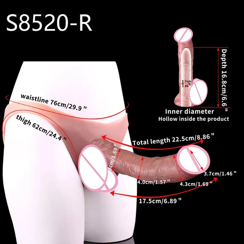 Højtalje realistisk penisærme насадка на член Strap On Hollow Dildotrusser Silikone Dick Extender Sexlegetøj til mænd