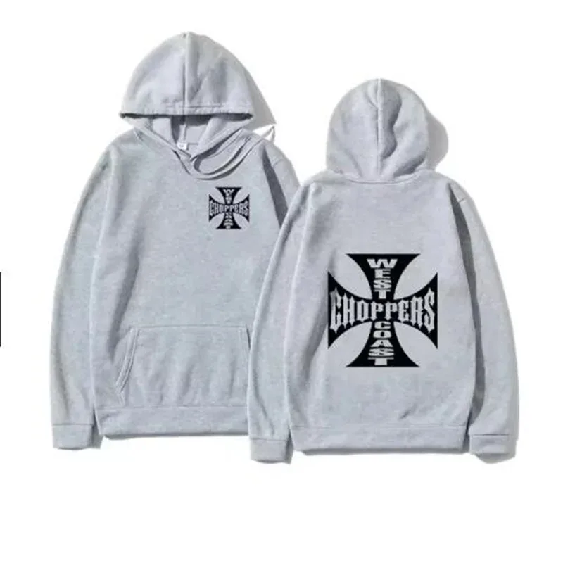 West Coast Iron Cross Helikopter Dicetak Pria Berkerudung Fashion Kaus Keren Uniseks Fashion Bulu Kebesaran Hoodie Pakaian Jalanan — image 4